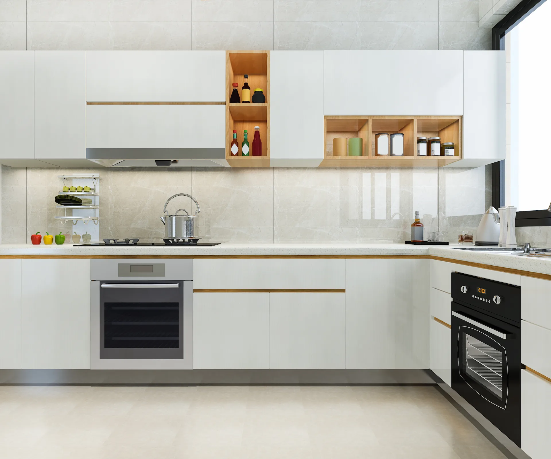 mostrador-de-cocina-moderno-de-renderizado-3d-con-diseno-blanco-y-beige
